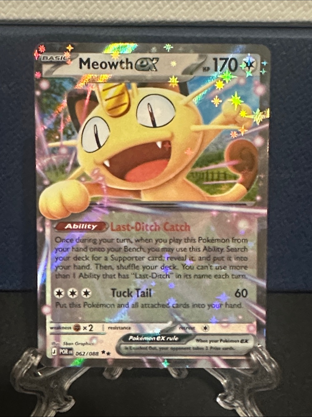 Pokemon Meowth ex Holographic Yellow and Gold Card